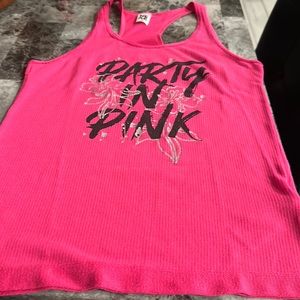 Zumba party in pink tank top